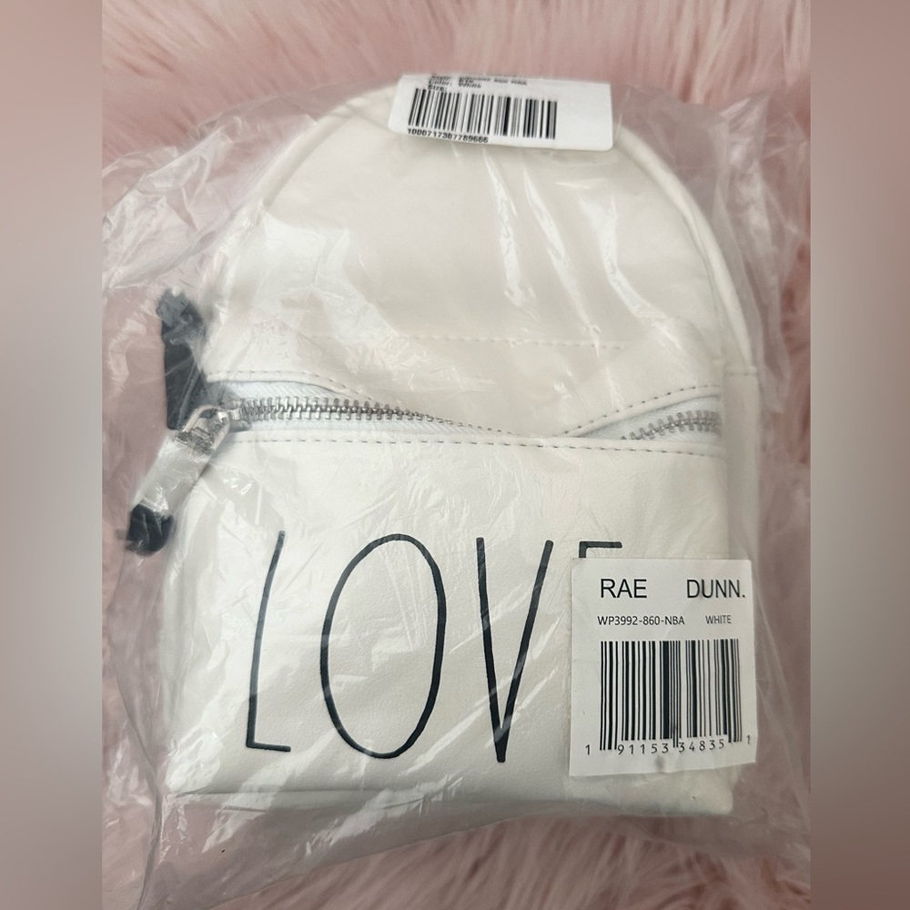 White Rae Dunn LOVE Convertible Mini Backpack - Picture 8 of 9